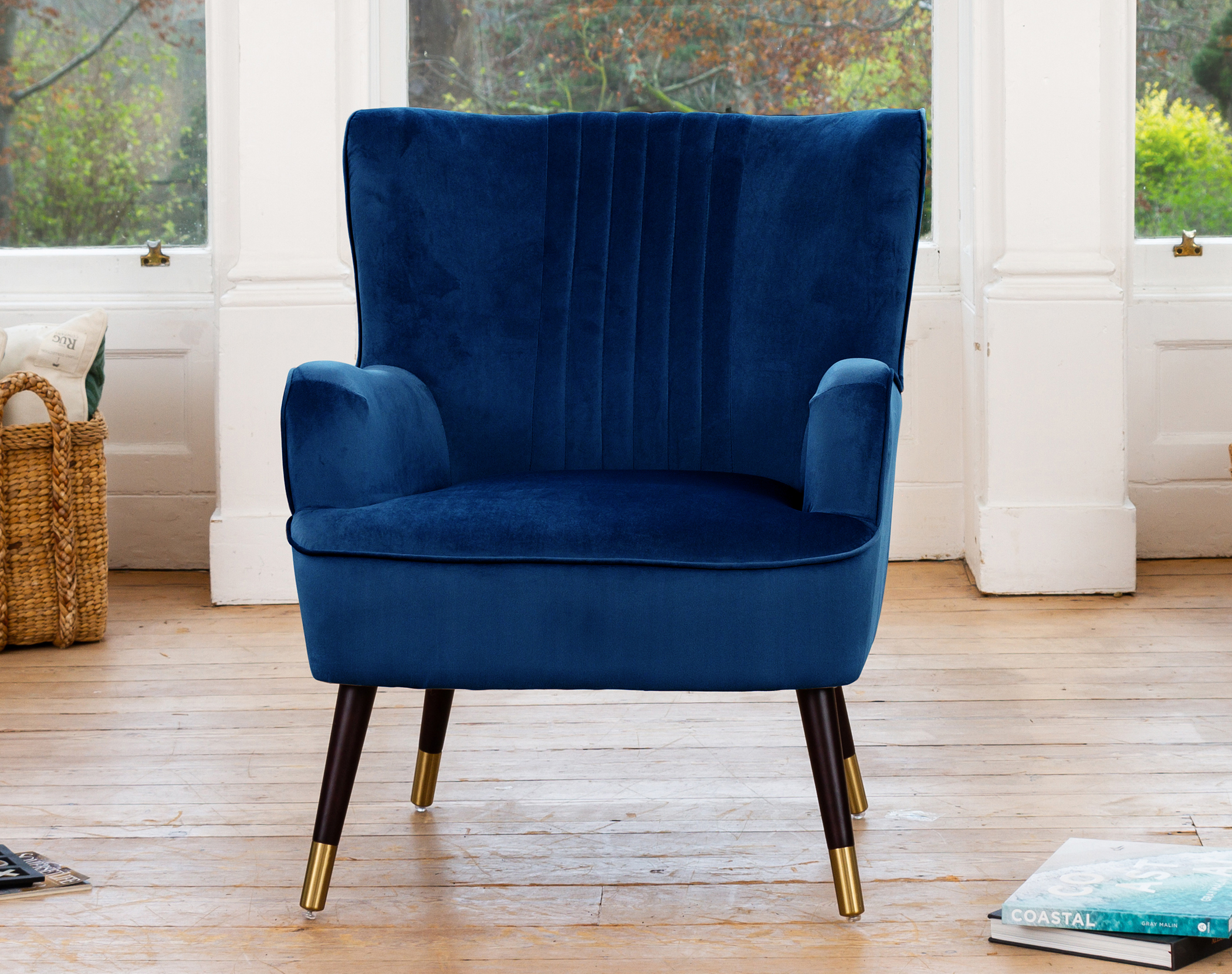 Navy blue best sale wingback accent chair